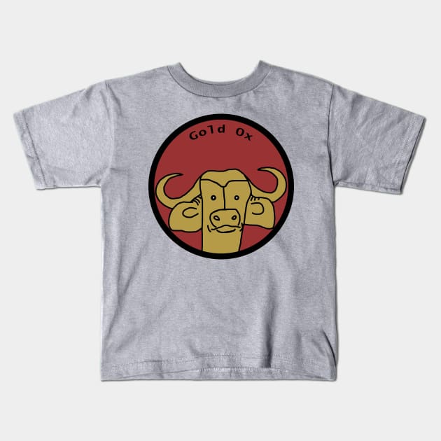 Gold Ox Portrait Kids T-Shirt by ellenhenryart